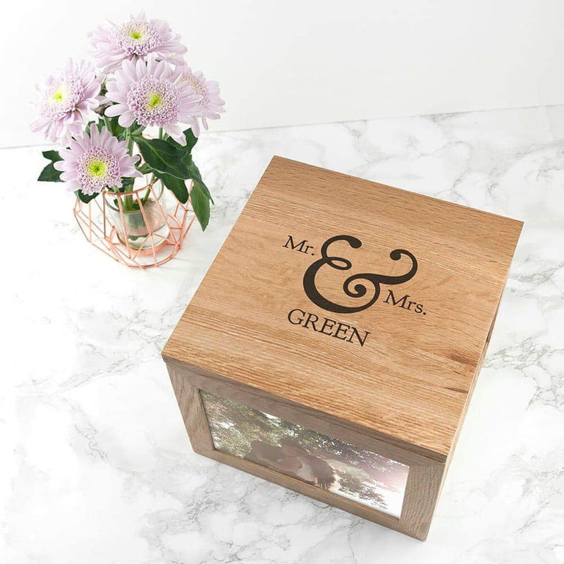 Personalised Wedding Oak Photo Keepsake Box - Myhappymoments.co.uk