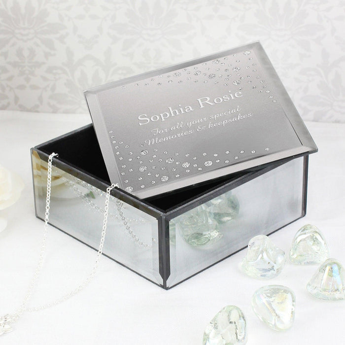 Personalised Diamante Name & Message Glass Trinket Box