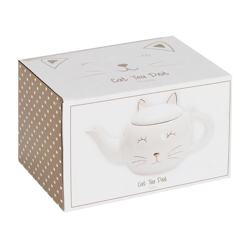 White Cat Face Teapot