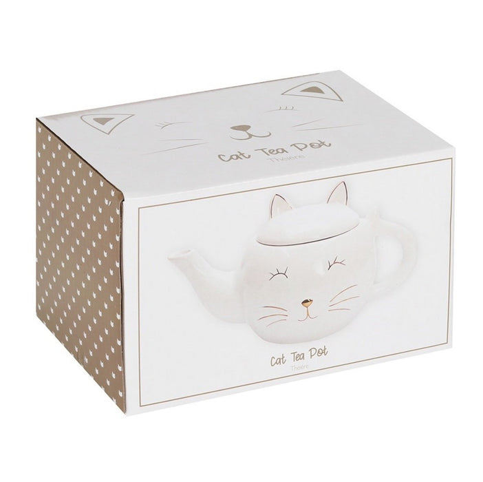 White Cat Face Teapot