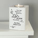 Personalised Life & Love White Remembered Wooden Tea Light Holder
