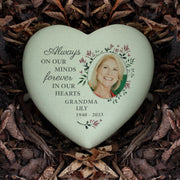 Personalised Floral Photo Upload Heart Memorial Grave Stone