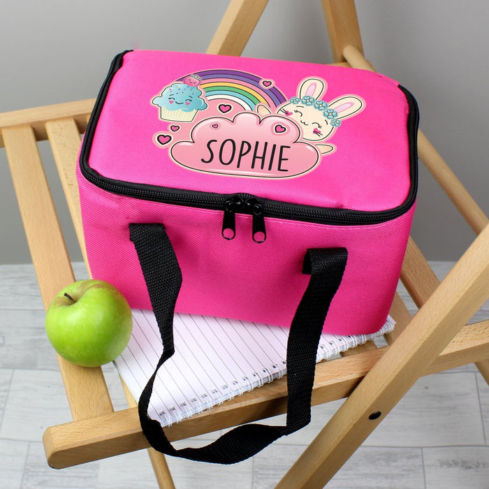 Personalised Cute Bunny Pink Lunch Bag