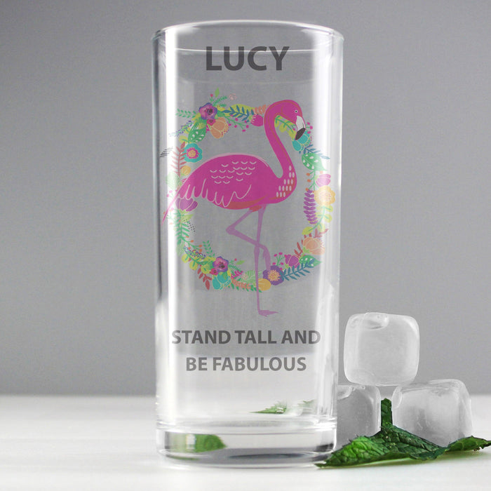 Personalised Flamingo Glass - Myhappymoments.co.uk