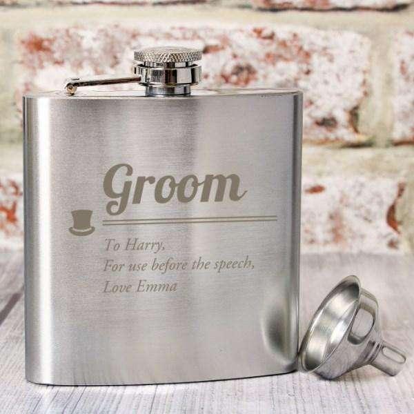Personalised Groom Hip Flask - Myhappymoments.co.uk