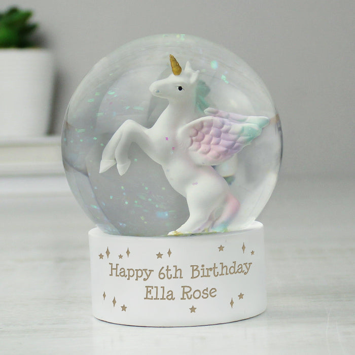 Personalised Unicorn Snow Globe - Any Message
