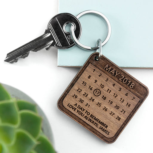 PERSONALISED A DAY TO REMEMBER SQUARE KEYRING - Myhappymoments.co.uk