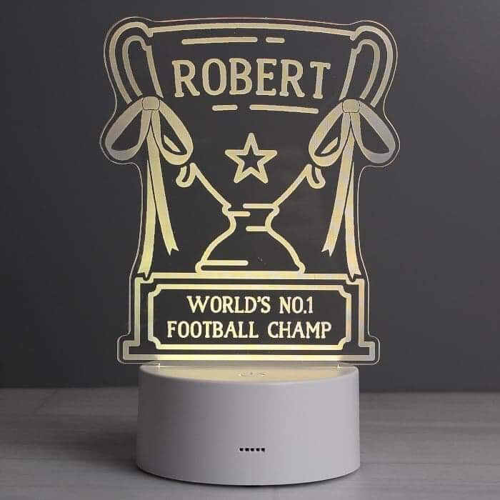 Personalised Trophy LED Colour Changing Night Light - Myhappymoments.co.uk