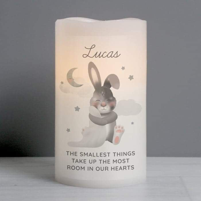 Personalised Baby Bunny LED Candle - Myhappymoments.co.uk