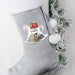 Personalised Rocking Horse Luxury Silver Grey Christmas Stocking