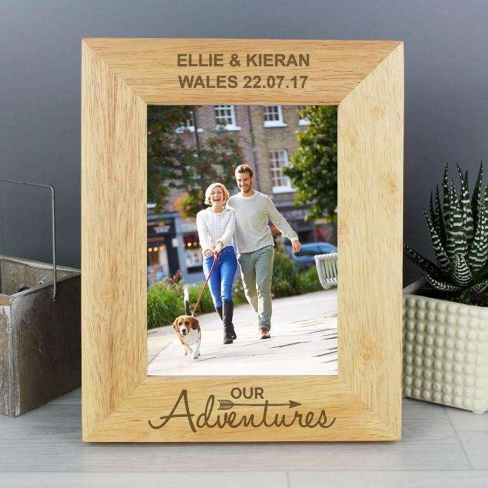 Personalised Our Adventure 6x4 Wooden Photo Frame - Myhappymoments.co.uk