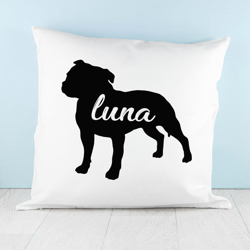 Personalised Staffordshire Terrier Silhouette Cushion Cover - Myhappymoments.co.uk