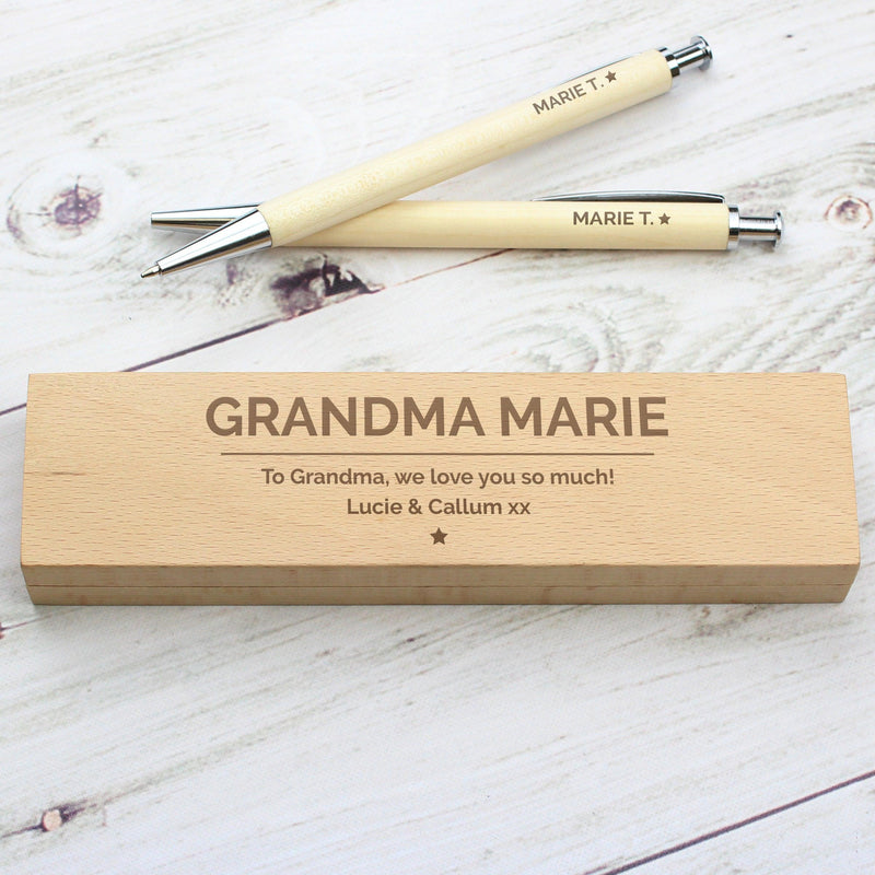 Personalised Wooden Pen & Pencil Box Set