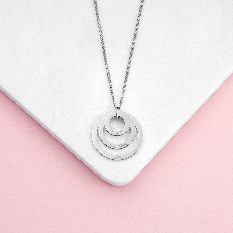 Personalised Family Names Necklace - Sterling Silver Plated