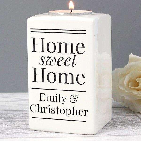 Personalised Home Sweet Home Tea Light Candle Holder - Myhappymoments.co.uk