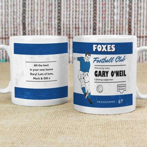 Personalised Vintage Football Blue and White Supporter's Mug - Myhappymoments.co.uk