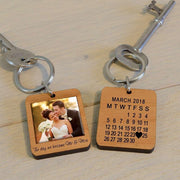Personalised The Day We Became Mr & Mrs Photo Wooden Keyring