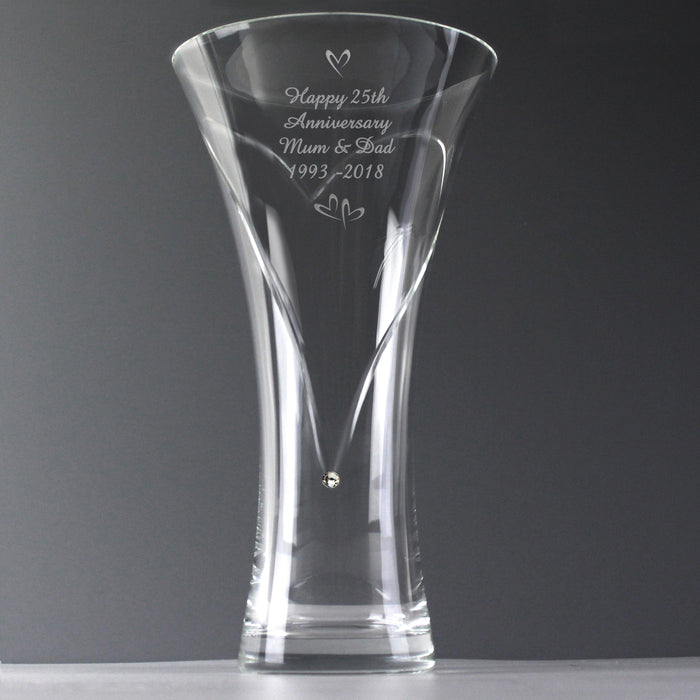 Personalised Diamante Little Hearts Large Vase - Myhappymoments.co.uk