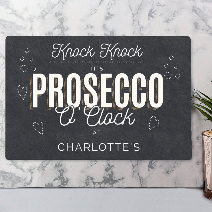 Personalised Knock Knock It’s Prosecco O’Clock Metal Sign