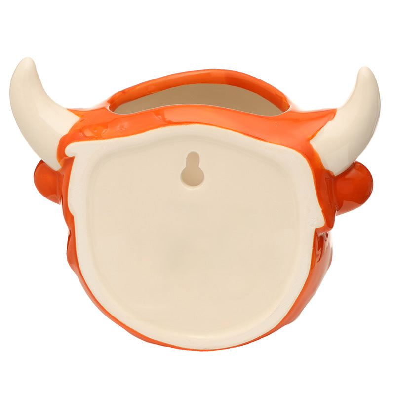 Ceramic Highland Coo Cow Head Wall Planter/Plant Pot