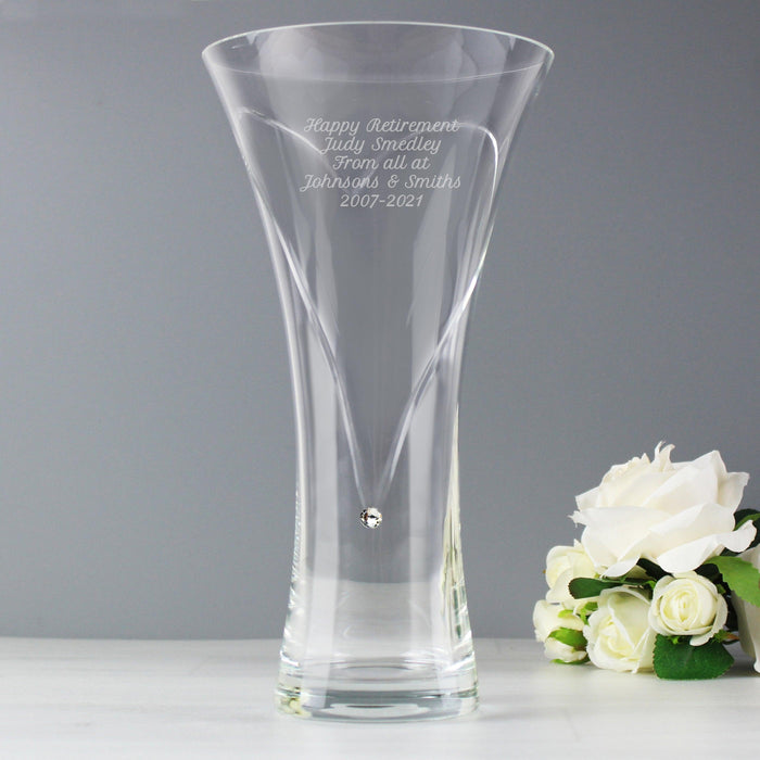 Personalised Diamante Heart Vase - Myhappymoments.co.uk