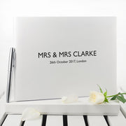 Personalised White Leather Wedding Guest Book