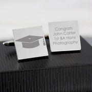 Personalised Mortar Board Graduation Cufflinks - Myhappymoments.co.uk
