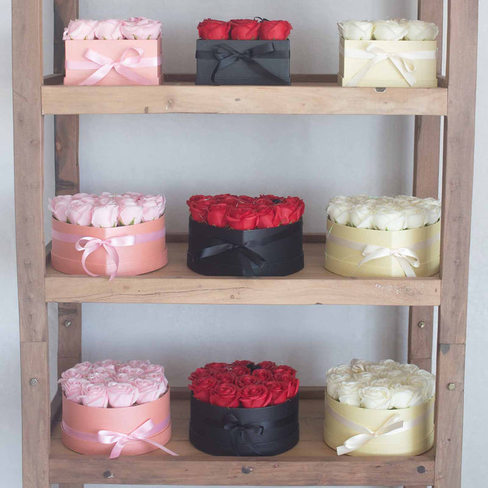 Soap Flower Gift Bouquet In Box - 13 Red Roses - Heart