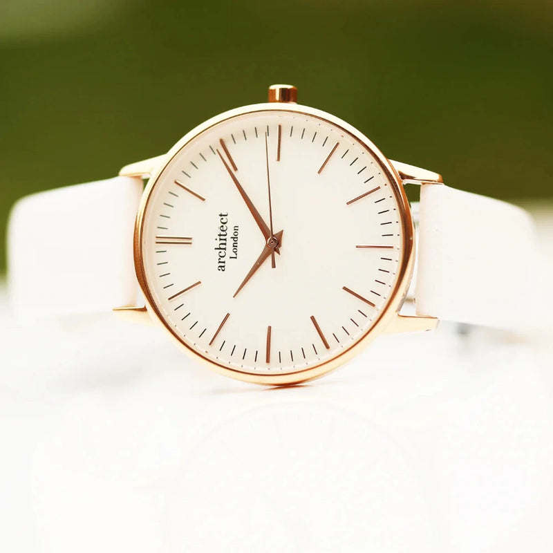 Personalised Ladies Architect Blanc Watch With White Strap