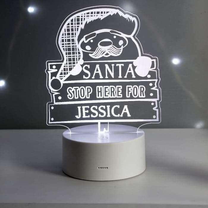 Personalised Santa Stop Here LED Night Light - Myhappymoments.co.uk