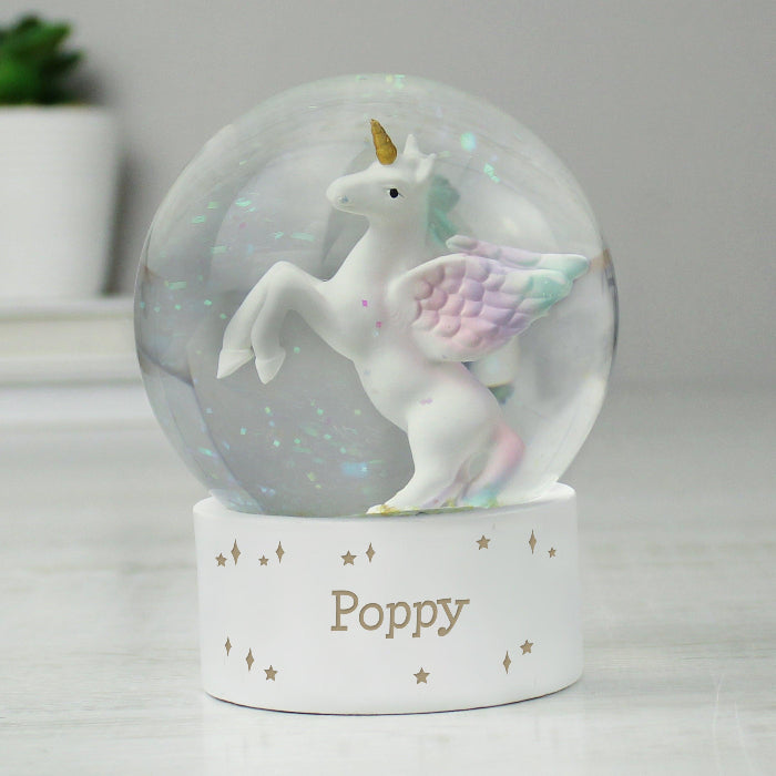 Personalised Unicorn Snow Globe - Name