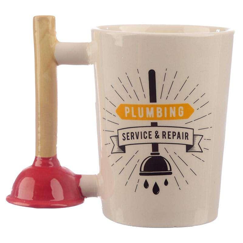 Toilet Plunger Shaped Handle Ceramic Mug - Myhappymoments.co.uk