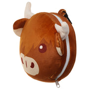 Relaxeazzz Highland Coo Cow Round Plush Travel Pillow & Eye Mask