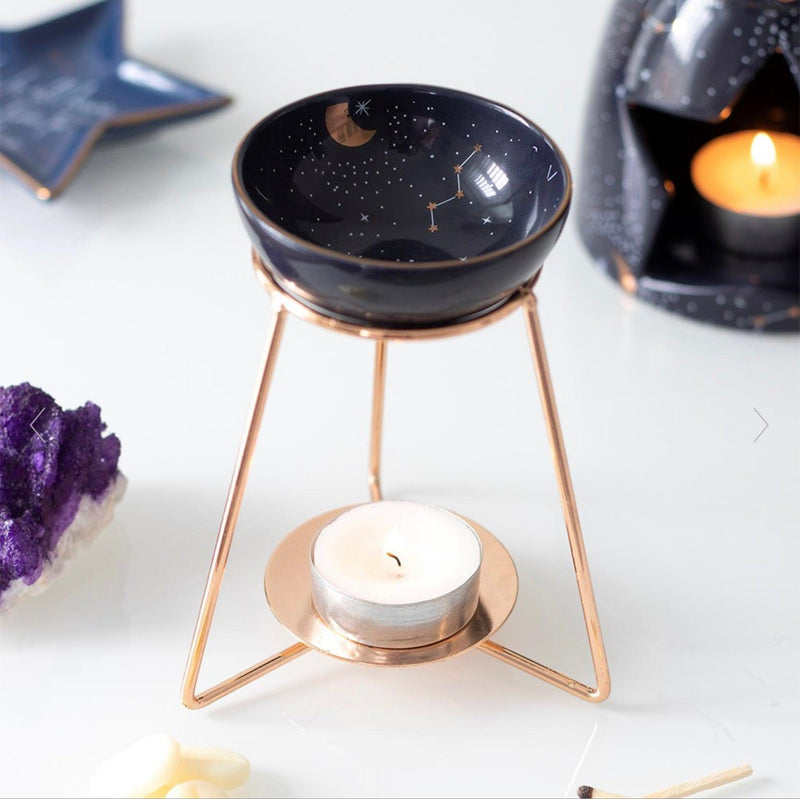 Purple Star Sign Constellation Oil Burner on Metal Base