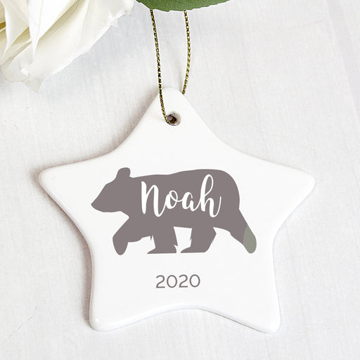 Personalised Polar Bear Ceramic Star Decoration