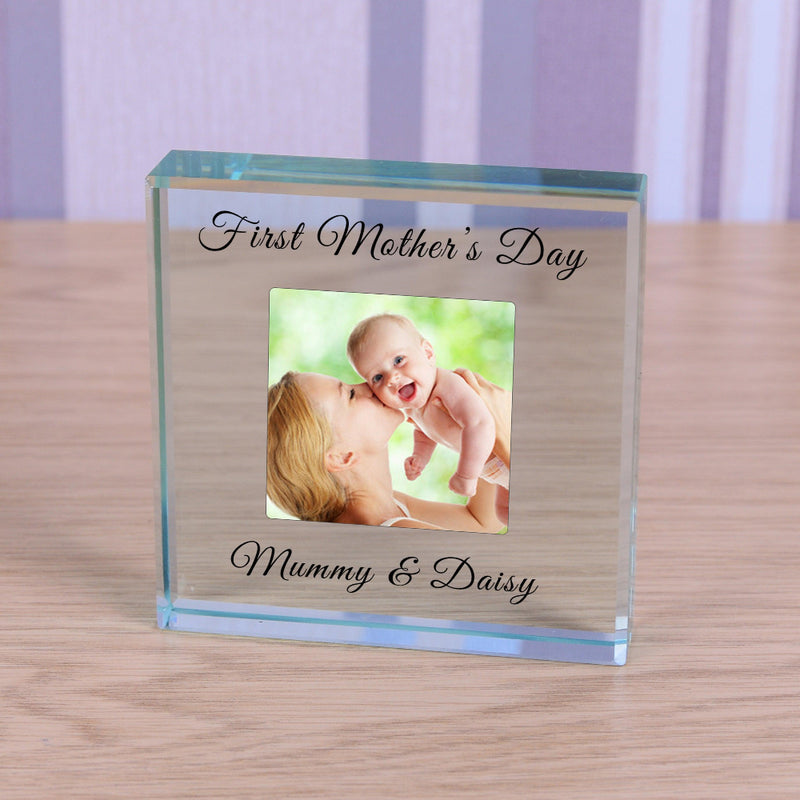 Personalised First Mother’s Day Photo Glass Block - Mummy &