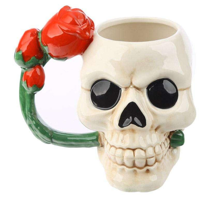 Skull and Rose Shaped Mug - Myhappymoments.co.uk