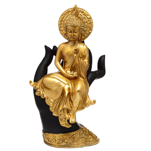 Gold Thai Buddha Figurine Sitting in a Hand