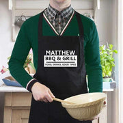 Personalised BBQ & Grill Black Apron - Gift For Bbq Lovers