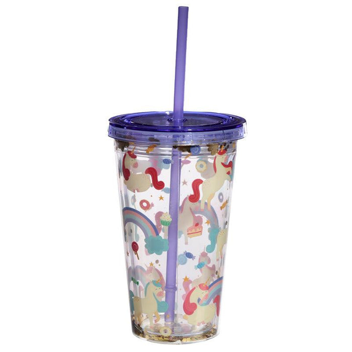 Unicorn Double Walled Reusable Cup with Straw