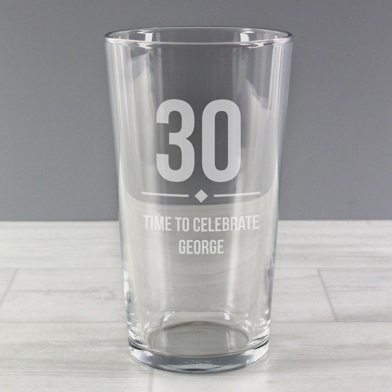 Personalised 30th Birthday Pint Glass
