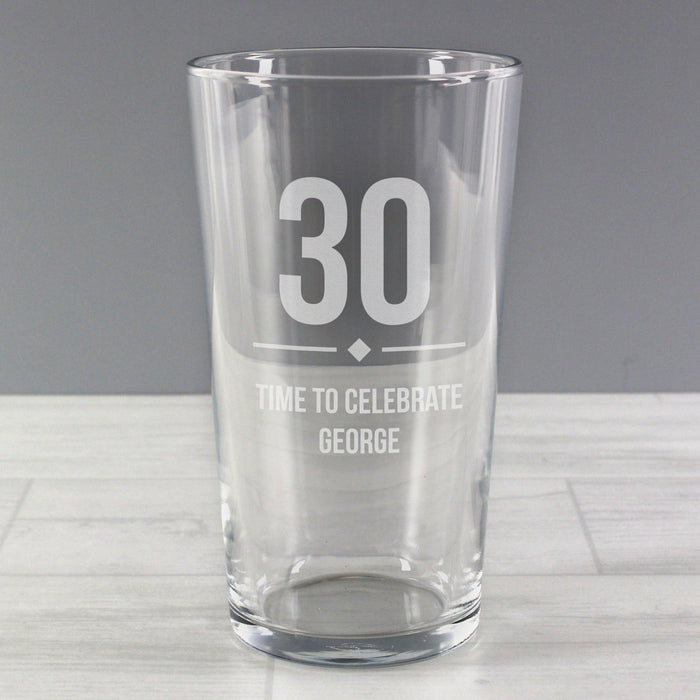 Personalised 30th Birthday Pint Glass