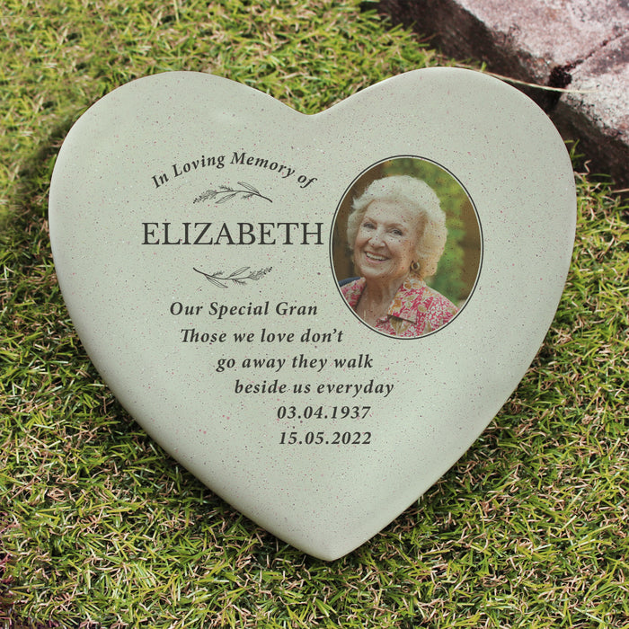 Personalised In Loving Memory Photo Upload Heart Memorial Grave Stone