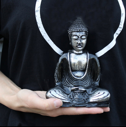 Hand Painted Black & Grey Buddha Statue