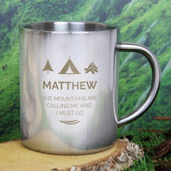Personalised Camping Outdoor Metal Mug - Myhappymoments.co.uk