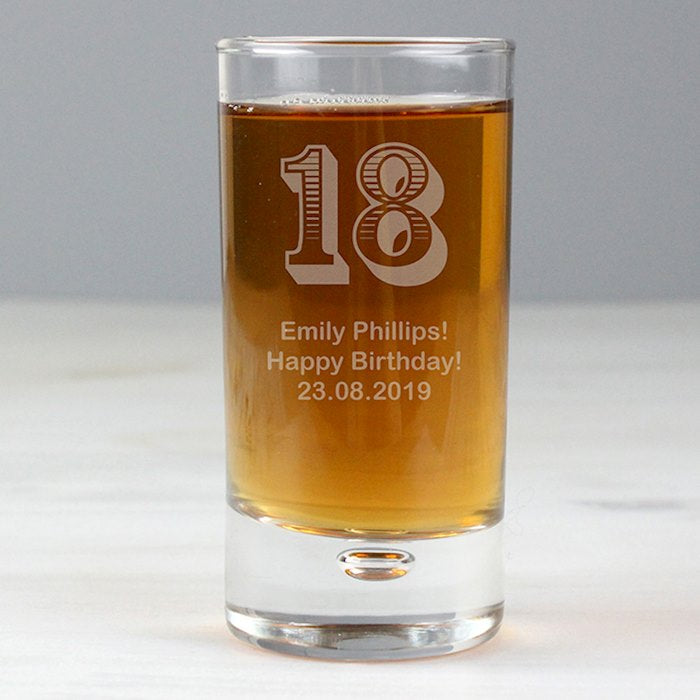 Personalised 18th Birthday Bubble Shot Glass - Myhappymoments.co.uk
