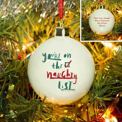 Personalised You’re On The Naughty List Bauble