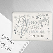 Personalised Silver Reindeer Merry Christmas Fridge Magnet - Myhappymoments.co.uk