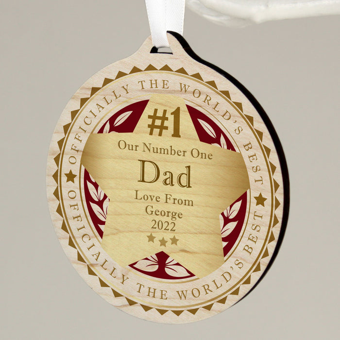 Personalised Number 1 Round Wooden Medal