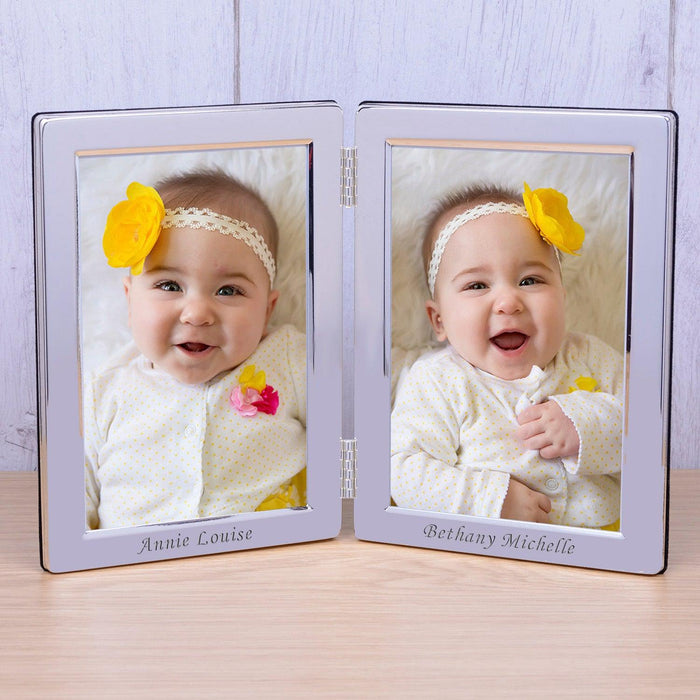 Personalised Silver Plated Photo Frame Double